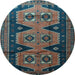 Round Persian Light Blue Traditional Rug, tr1043lblu