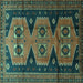 Square Persian Turquoise Traditional Rug, tr1043turq