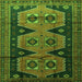 Round Machine Washable Persian Green Traditional Area Rugs, wshtr1043grn