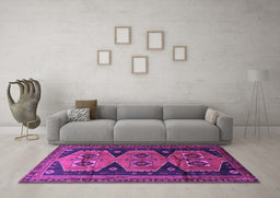 Machine Washable Persian Purple Traditional Area Rugs in a Living Room, wshtr1043pur