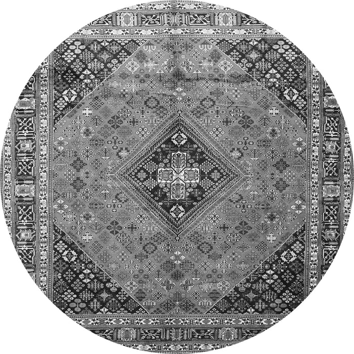 Machine Washable Medallion Gray Traditional Rug, wshtr1044gry