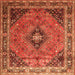 Serging Thickness of Medallion Orange Traditional Rug, tr1044org