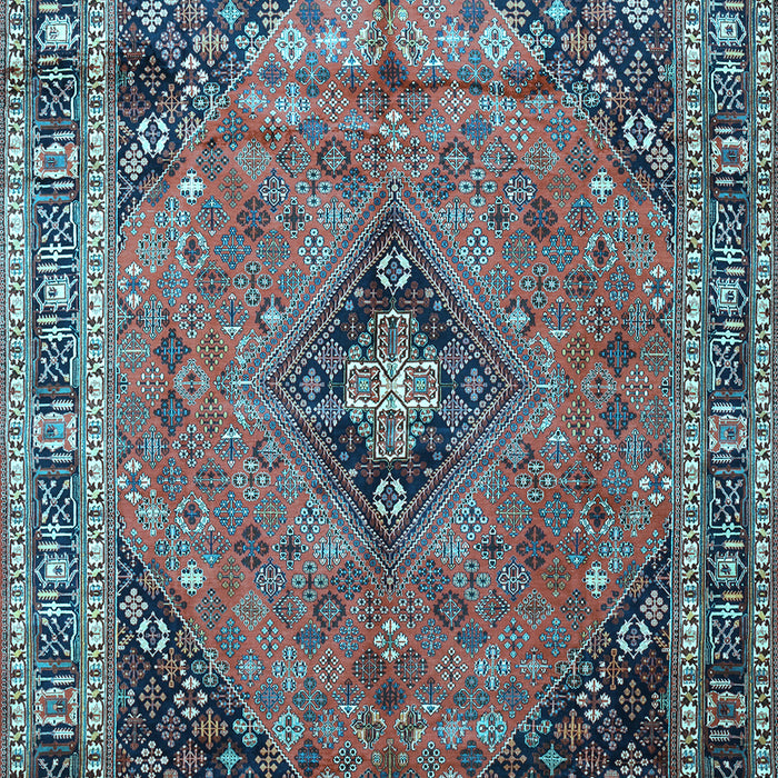 Machine Washable Medallion Light Blue Traditional Rug, wshtr1044lblu