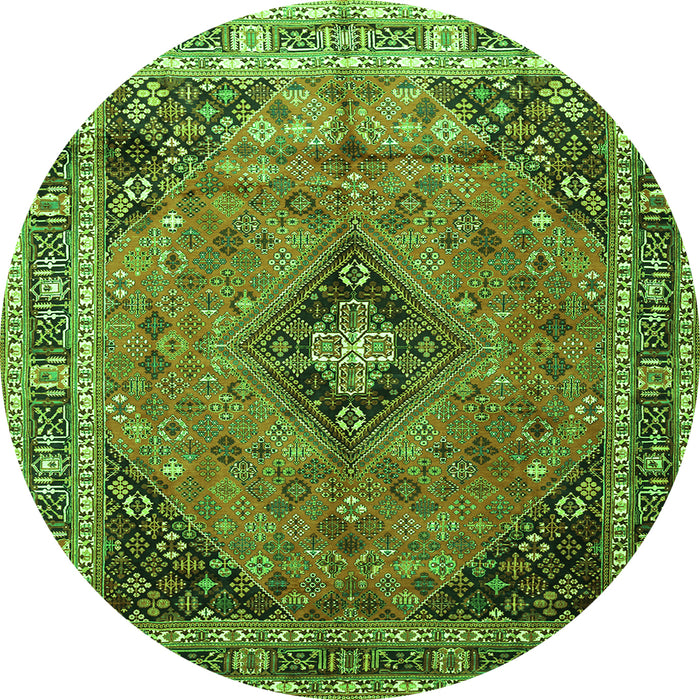 Machine Washable Medallion Green Traditional Area Rugs, wshtr1044grn