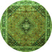 Machine Washable Medallion Green Traditional Area Rugs, wshtr1044grn