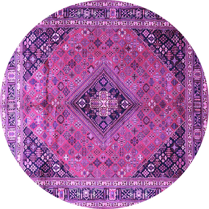 Round Medallion Purple Traditional Rug, tr1044pur