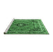 Sideview of Machine Washable Medallion Emerald Green Traditional Area Rugs, wshtr1044emgrn