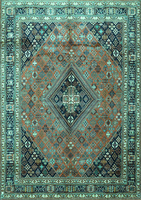 Medallion Turquoise Traditional Rug, tr1044turq