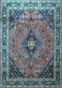 Medallion Light Blue Traditional Rug, tr1044lblu