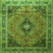 Round Machine Washable Medallion Green Traditional Area Rugs, wshtr1044grn