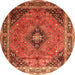 Square Medallion Orange Traditional Rug, tr1044org