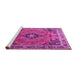 Sideview of Machine Washable Medallion Pink Traditional Rug, wshtr1044pnk