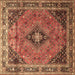 Square Medallion Brown Traditional Rug, tr1044brn