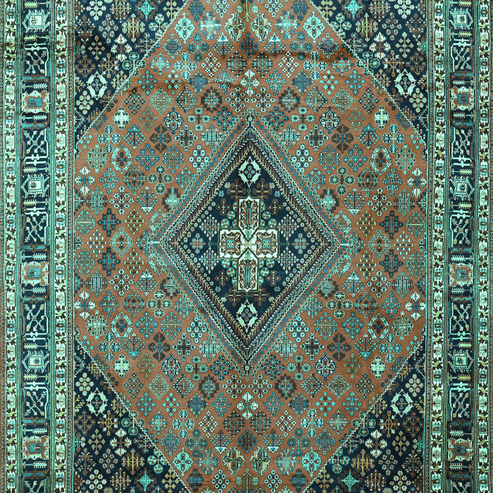 Machine Washable Medallion Turquoise Traditional Area Rugs, wshtr1044turq