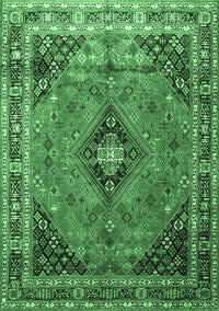 Medallion Emerald Green Traditional Rug, tr1044emgrn