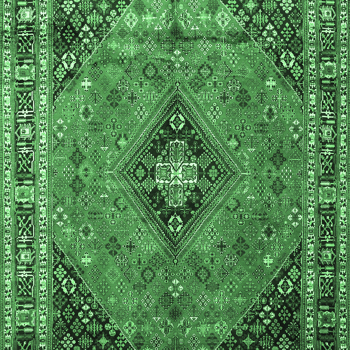 Medallion Emerald Green Traditional Rug, tr1044emgrn