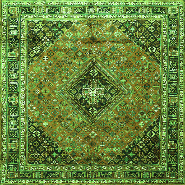 Serging Thickness of Medallion Green Traditional Rug, tr1044grn