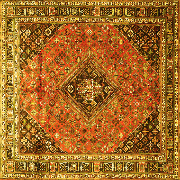 Square Medallion Yellow Traditional Rug, tr1044yw