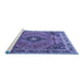 Sideview of Machine Washable Medallion Blue Traditional Rug, wshtr1044blu