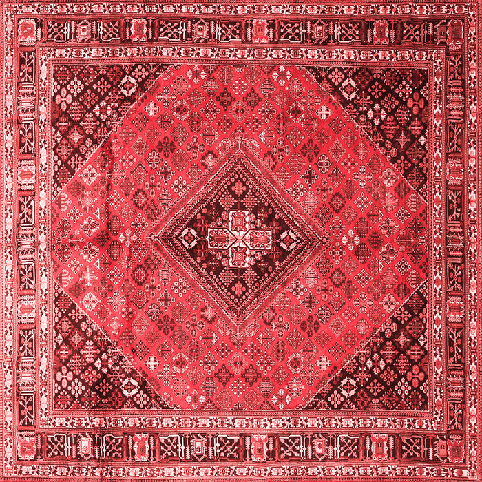 Machine Washable Medallion Red Traditional Rug, wshtr1044red