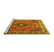 Sideview of Machine Washable Medallion Yellow Traditional Rug, wshtr1044yw