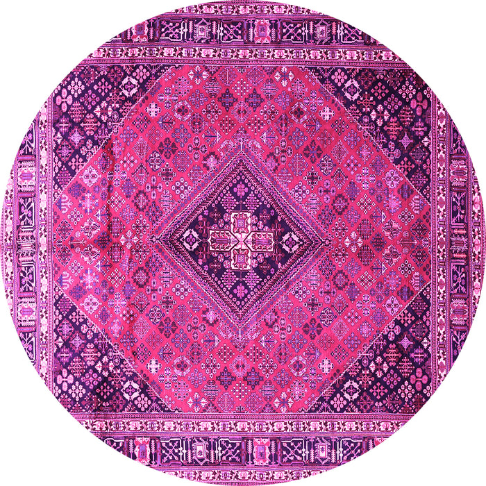 Round Medallion Pink Traditional Rug, tr1044pnk