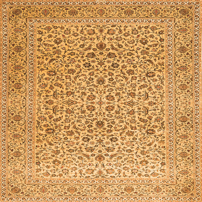 Round Machine Washable Persian Orange Traditional Area Rugs, wshtr1045org