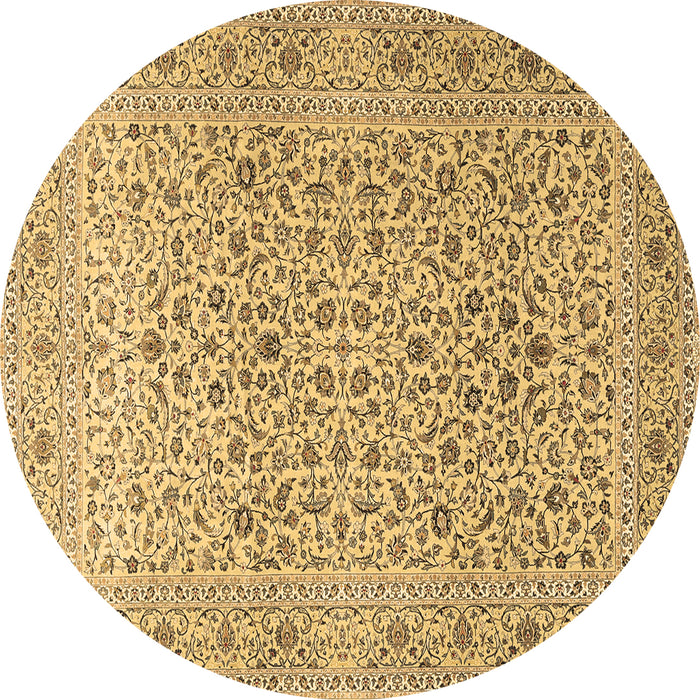 Round Machine Washable Persian Brown Traditional Rug, wshtr1045brn