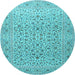 Round Persian Light Blue Traditional Rug, tr1045lblu