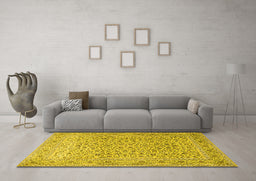 Machine Washable Persian Yellow Traditional Rug in a Living Room, wshtr1045yw