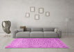 Machine Washable Persian Pink Traditional Rug in a Living Room, wshtr1045pnk