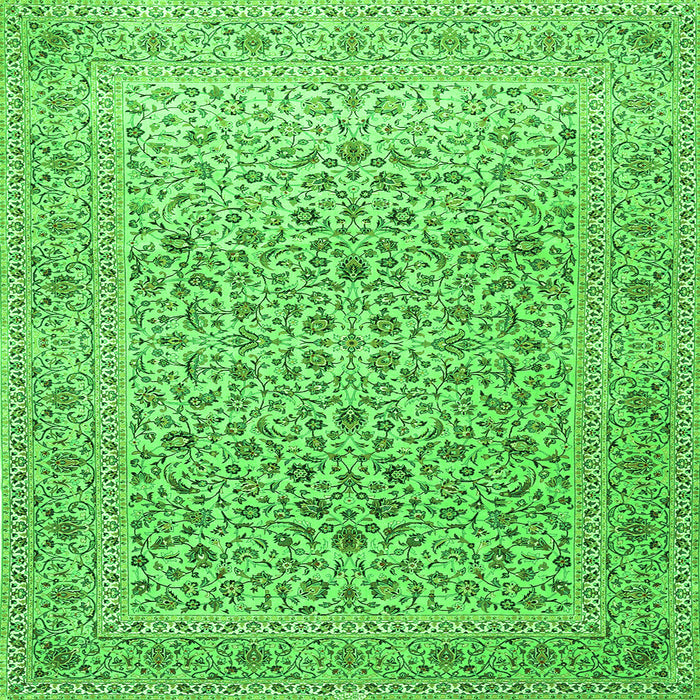 Round Machine Washable Persian Green Traditional Area Rugs, wshtr1045grn