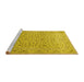 Sideview of Machine Washable Persian Yellow Traditional Rug, wshtr1045yw