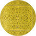 Round Persian Yellow Traditional Rug, tr1045yw