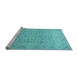 Sideview of Machine Washable Persian Light Blue Traditional Rug, wshtr1045lblu