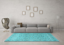 Machine Washable Persian Light Blue Traditional Rug in a Living Room, wshtr1045lblu