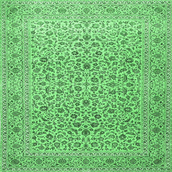 Square Machine Washable Persian Emerald Green Traditional Area Rugs, wshtr1045emgrn