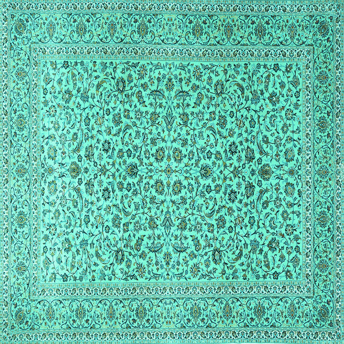 Square Machine Washable Persian Turquoise Traditional Area Rugs, wshtr1045turq