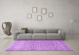 Machine Washable Persian Purple Traditional Area Rugs in a Living Room, wshtr1045pur