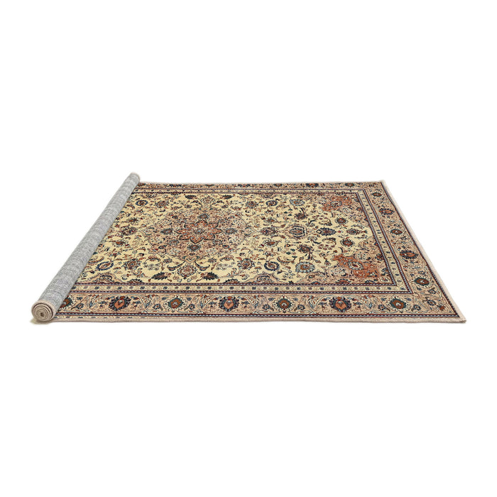 Sideview of Machine Washable Traditional Sienna Brown Rug, wshtr1046