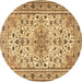 Round Persian Brown Traditional Rug, tr1046brn