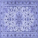 Square Machine Washable Persian Blue Traditional Rug, wshtr1046blu