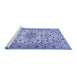 Sideview of Machine Washable Persian Blue Traditional Rug, wshtr1046blu