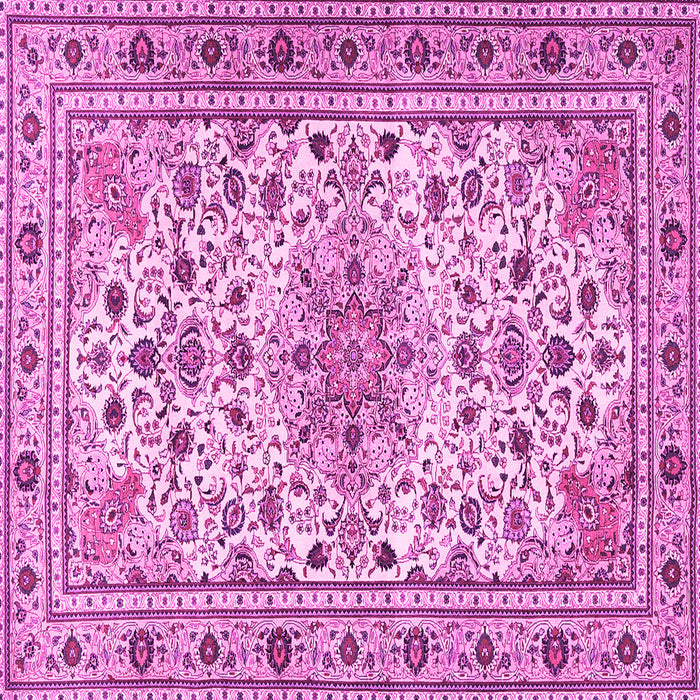 Square Machine Washable Persian Pink Traditional Rug, wshtr1046pnk
