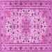 Square Machine Washable Persian Pink Traditional Rug, wshtr1046pnk