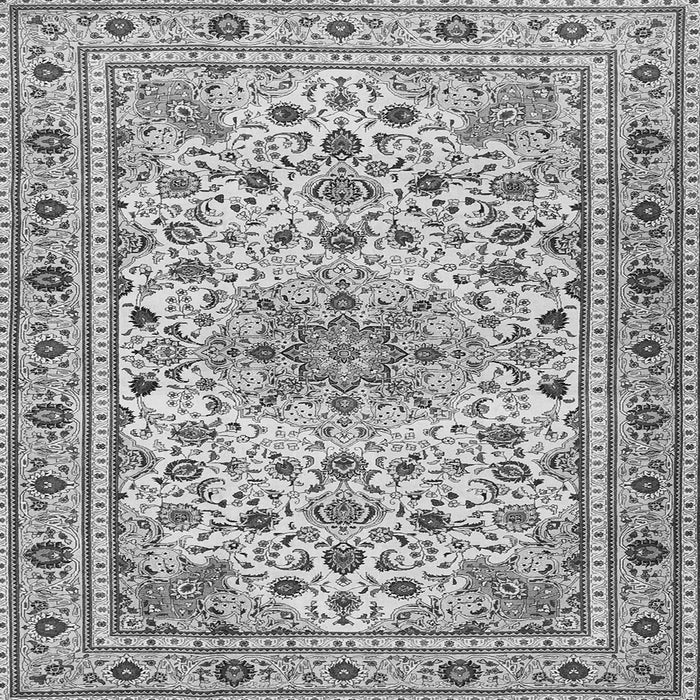 Round Machine Washable Persian Gray Traditional Rug, wshtr1046gry