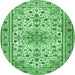 Round Persian Emerald Green Traditional Rug, tr1046emgrn