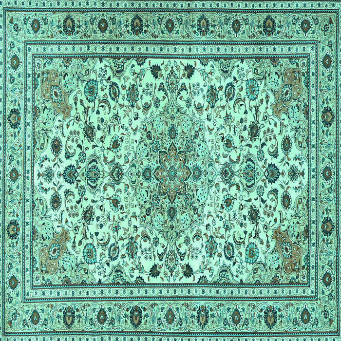 Square Persian Turquoise Traditional Rug, tr1046turq