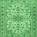 Square Persian Emerald Green Traditional Rug, tr1046emgrn