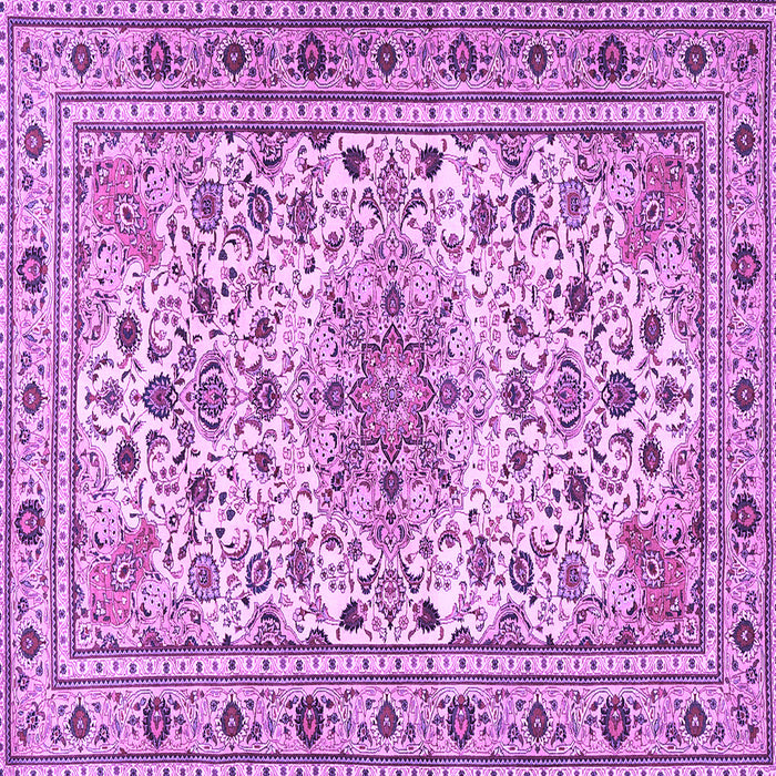 Square Machine Washable Persian Purple Traditional Area Rugs, wshtr1046pur